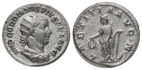 GORDIAN III. Rome. Antoninianus (238-244 AD). AR Obv: IMP GORDIANVS PIVS FEL AVG, radiate, draped and cuirassed bust right Rev: LAETITIA AVG N, Laetit...