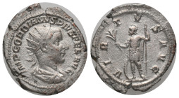 GORDIAN III. Rome. Antoninianus (238-244 AD). AR Obv:IMP CAES M ANT GORDIANVS PIVS AVG. Radiate, draped and cuirassed bust right Rev: VIRTVS AVG. Mars...