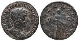 GORDIAN III. Rome. Sestertius (238-244 AD). AE Obv: IMP CAES M ANT GORDIANVS AVG. Bust of Gordian III, laureate, draped, cuirassed, right Rev: ABVNDAN...