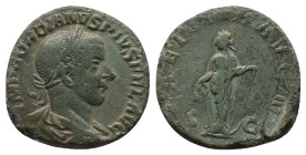 GORDIAN III. Rome. Sestertius (238-244 AD). AE Obv: Laureate, draped and cuirassed bust right Rev: Laetitia standing facing, head left, holding wreath...