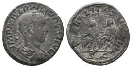 PHILIP II. Rome. Sestertius. (246-247 AD) AE Obv: IMP M IVL PHILIPPVS AVG, laureate, draped and cuirassed bust to right Rev: LIBERALITAS AVGG III, Phi...