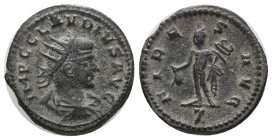 CLAUDIUS II GOTHICUS. Antioch. Antoninianus. (268-270 AD). Billon Obv : IMP C CLAVDIVS AVG, radiate and draped bust right. Rev : FIDE-S AVG, Mercury s...