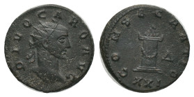 DIVUS CARUS. Antioch. Antoninianus. (283-285 AD). AE Obv: DIVO CARO AVG. Radiate head right.
Rev: CONSECRATIO / Δ / XXI. Altar.
RIC 127. Condition :...