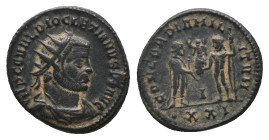DIOCLETIAN. Antioch. Antoninianus. (284-305 AD). AE Obv: IMP C C VAL DIOCLETIANVS P F AVG. radiate, draped and cuirassed bust right
Rev: CONCORDIA MI...