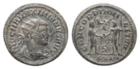 MAXIMIAN . Cyzicus. Antoninianus (286-310 AD). Billon Obv: IMP C M A MAXIMIANVS AVG, radiate, cuirassed bust of Maximian right, seen from front
Rev: ...