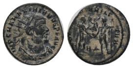MAXIMIAN . Cyzicus. Antoninianus (286-310 AD). Billon Obv: IMP C M A MAXIMIANVS AVG, radiate, cuirassed bust of Maximian right, seen from front
Rev: ...