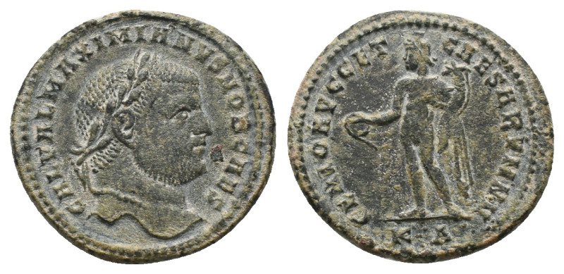 GALERIUS as CAESAR. Cyzicus. Nummus (295-296 AD).
Obv: GAL VAL MAXIMIANVS NOB C...