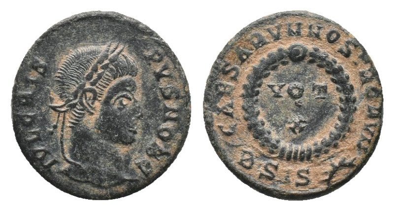 CRISPUS. Siscia. Follis (316-326 AD). Obv: IVL CRISPVS NOB C. Laureate head righ...
