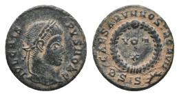 CRISPUS. Siscia. Follis (316-326 AD). Obv: IVL CRISPVS NOB C. Laureate head right.
Rev: CAESARVM NOSTRORVM / ASIS (sun). VOT / X in two lines within ...