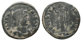GALERIA VALERIA. Heraclea. Follis.(Augusta, 293-311 AD). AE
Obv: GAL VALERIA AVG. Draped bust right, wearing stephane.
Rev: VENERI VICTRICI / HTΓ. V...