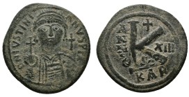 JUSTINIAN I (527-565 AD). Carthage. Half Follis. Condition : Very fine.
Weight : 14.72.gr
Diameter : 30.02 mm