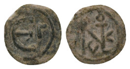 JUSTINUS II (565-578 AD). Constantinople. Pentanummium Condition : Very fine. Weight : 1.36 gr
Diameter : 13.92 mm