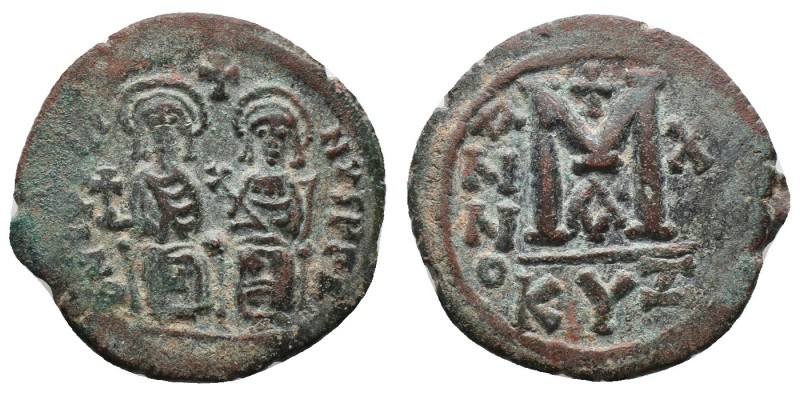 JUSTIN II with SOPHIA. (565-578 AD). AE. Follis Cyzicus Condition : Very fine. W...