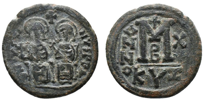 JUSTIN II with SOPHIA. (565-578 AD). AE. Follis Cyzicus Condition : Very fine. W...