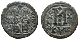 JUSTIN II with SOPHIA. (565-578 AD). AE. Follis Cyzicus Condition : Very fine. Weight : 13.35 gr
Diameter : 28.30 mm