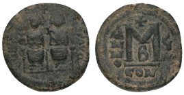 JUSTIN II with SOPHIA. (565-578 AD). AE. Follis Constantinople Condition : Very fine. Weight : 11.63 gr
Diameter : 26.64 mm