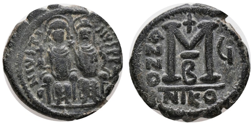 JUSTIN II with SOPHIA. (565-578 AD). AE. Follis Nicomedia Condition : Very fine....