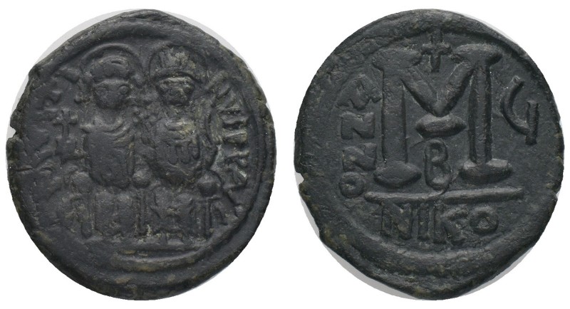 JUSTIN II with SOPHIA. (565-578 AD). AE. Follis Nicomedia Condition : Very fine....
