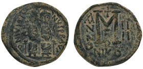 JUSTIN II with SOPHIA. (565-578 AD). AE. Follis Nicomedia Condition : Very fine. Weight : 14.29 gr
Diameter : 27.97 mm