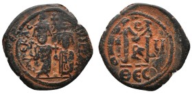 HERACLIUS with HERACLIUS CONSTANTINE (610-641 AD) AE. follis. Thessalonica Condition : Very fine. Weight : 10.73 gr
Diameter : 30.13 mm