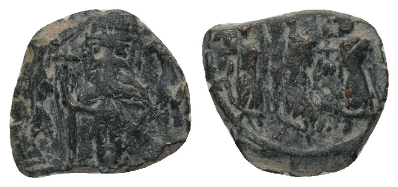 CONSTANS II, with CONSTANTINE IV, HERACLIUS, and TIBERIUS. (641-668 AD). AE Foll...