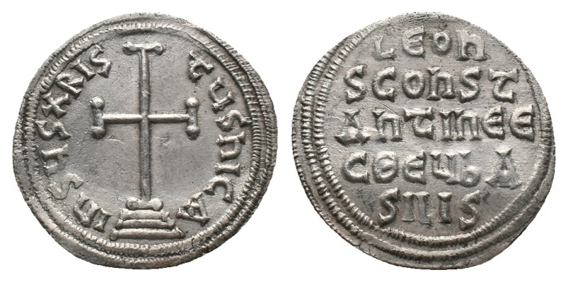LEO IV and CONSTANTINE VI., Constantinople. Miliaresion. (776-780 AD). AR. Silve...