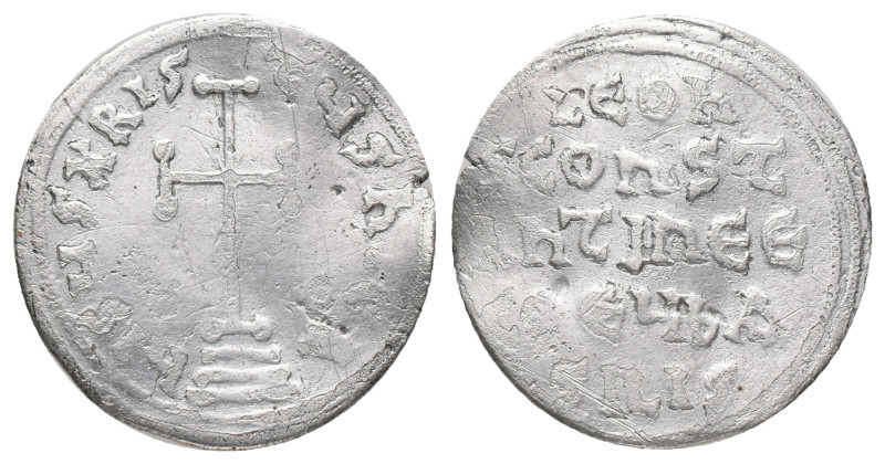 LEO IV and CONSTANTINE VI., Constantinople. Miliaresion. (776-780 AD). AR. Silve...