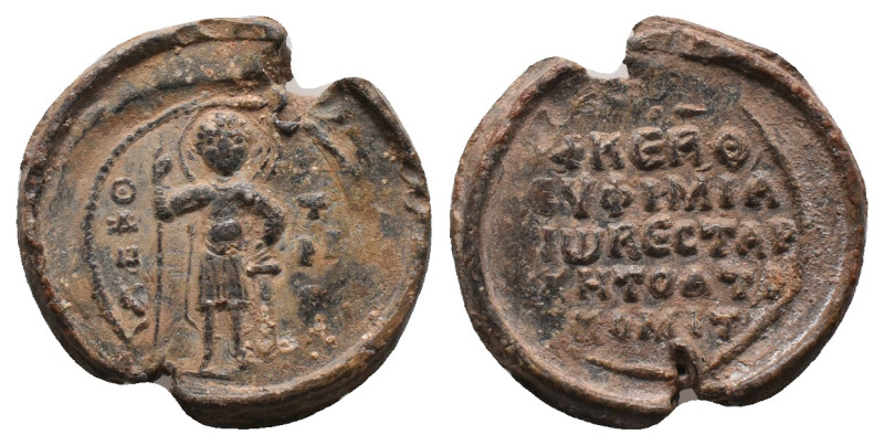 BYZANTINE LEAD SEAL.(Circa 7th-11th Century).Pb.
Condition : Good very fine.
W...