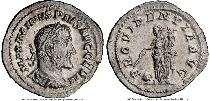 Maximinus I (AD 235-238). AR denarius (20mm, 3.09 gm, 6h). NGC AU 5/5 - 4/5. Rom...