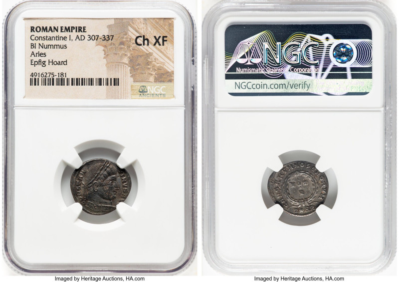 ANCIENT LOTS. Roman Imperial. Lot of four (4) AE3 or BI nummi. NGC XF-AU. 1) Con...