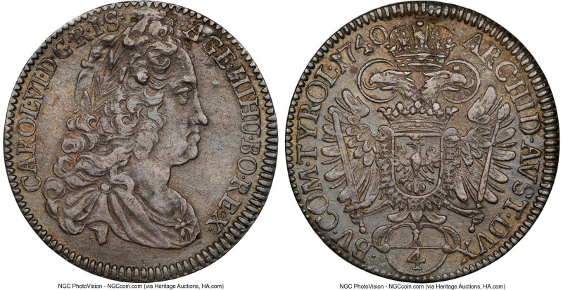 Karl VI 1/4 Taler 1740/1 XF45 NGC, Hall mint, KM1666, Her-588. HID09801242017 © ...