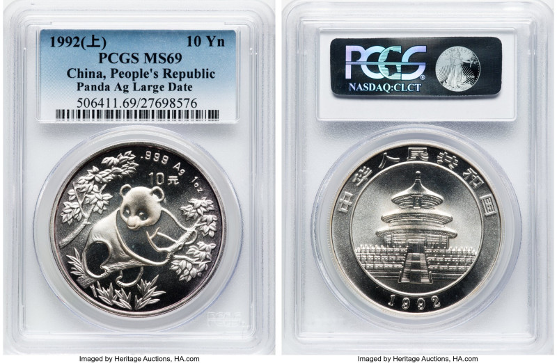 People's Republic 6-Piece Lot of Certified Assorted silver "Panda" 10 Yuan (1 oz...