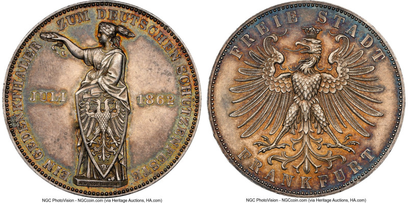 Frankfurt. Free City "German Shooting Festival" Taler 1862 MS61 NGC, Frankfurt m...