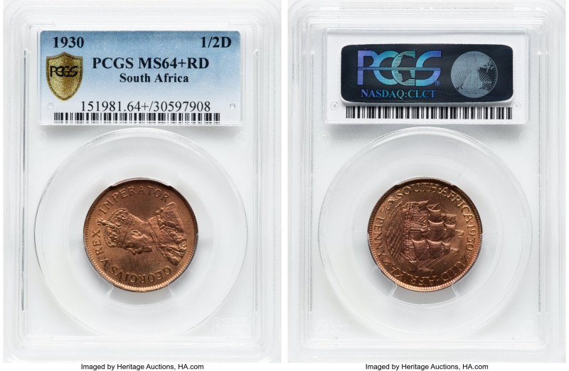 George V 1/2 Penny 1930 MS64+ Red PCGS, Pretoria mint, KM13.2. HID09801242017 © ...