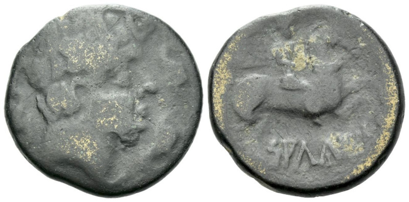 Hispania, Saldae Unit II-I century BC, Æ 25.00 mm., 10.37 g.

Rare. Good Fine...