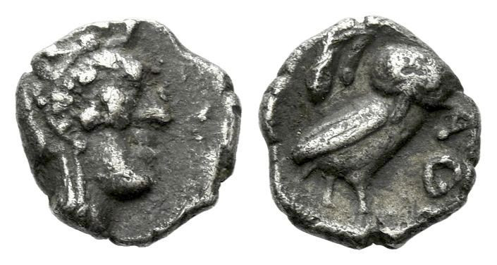 Attica, Athens Hemiobol, Alexandria After 449, AR 8.00 mm., 0.35 g.

Rare, old...