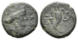 Judaea, Caesarea Panias Agrippa II with Domitian Bronze 82-83