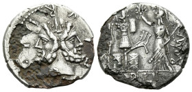 M. Furius L.f. Philus Plated denarius 119 BC