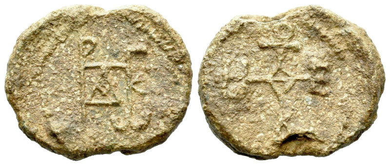 Byzantine seal Seal circa VII-XI century AD, PB 21.00 mm., 7.55 g.

VF