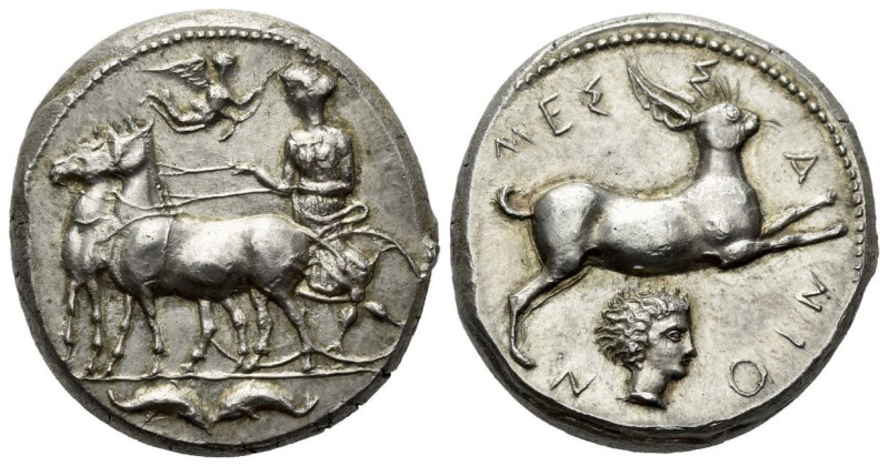 , Tetradrachm of Messana. Modern replica to study XX century, AR 24.00 mm., 17.3...
