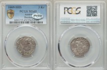 Leopold I 3 Kreuzer 1669 MS65 PCGS, KM1169. Bust right in inner circle / Crowned double-headed eagle in inner circle. From A Special Selection of Worl...