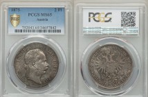Franz Joseph I 2 Florin 1875 MS65 PCGS, KM2233. Laureate head right, heavy whiskers / Crowned imperial double eagle. From A Special Selection of World...