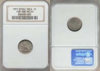 Leopold I Essai 5 Centimes 1859 MS65 NGC, Dup-682. Seated lion looking right, holding inscribed tablet / Denomination numeral at center, unit in legen...
