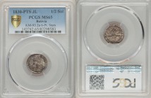 Republic 1/2 Sol 1830 PTS-JL MS65 PCGS, Potosi mint, KM93.2a. Uniformed bust right / Six pointed stars in arc above arms. From A Special Selection of ...