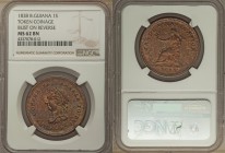 British Colony copper Stiver Token 1838 MS62 Brown NGC, KM-Tn3. TRADE & NAVIGATION, Female seated on bale left / PURE COPPER PREFERABLE TO PAPER, Lege...