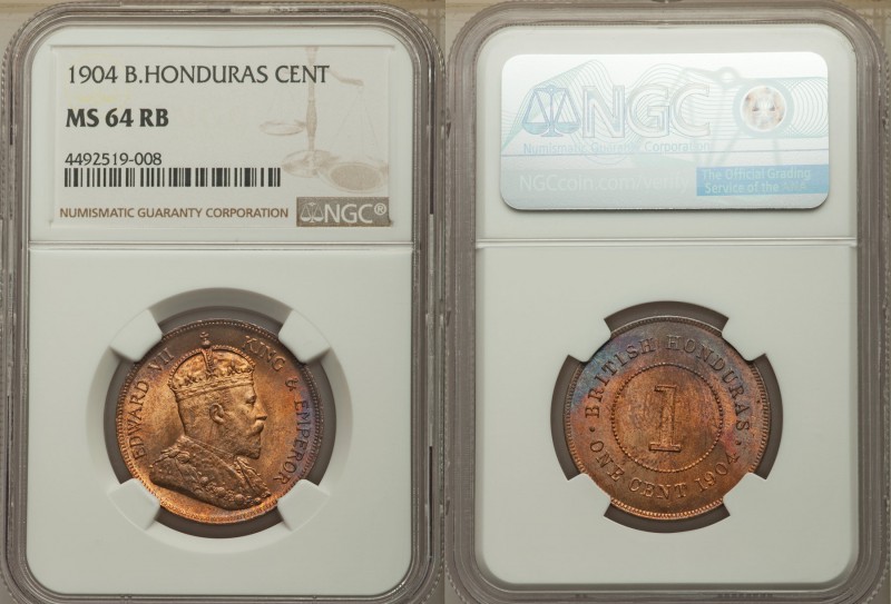 British Colony. Edward VII Cent 1904 MS64 Red and Brown NGC, KM11. Bust of King ...