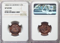 British Protectorate Specimen 1/2 Cent 1886-H SP65 Red NGC, Heaton mint, KM1. Denomination within wreath / National arms, date below. From A Special S...