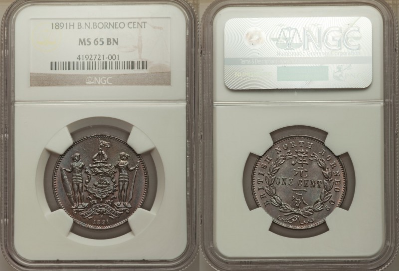 British Protectorate Cent 1891-H MS65 Brown NGC, Heaton mint, KM2. Denomination ...