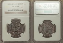 British Protectorate Cent 1891-H MS65 Brown NGC, Heaton mint, KM2. Denomination within wreath / National arms with supporters, date below. From A Spec...