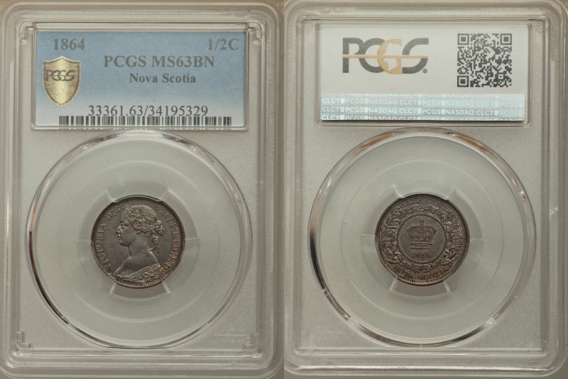 Nova Scotia. Victoria 1/2 Cent 1864 MS63 Brown PCGS, Ottawa mint, KM7. Laureate ...